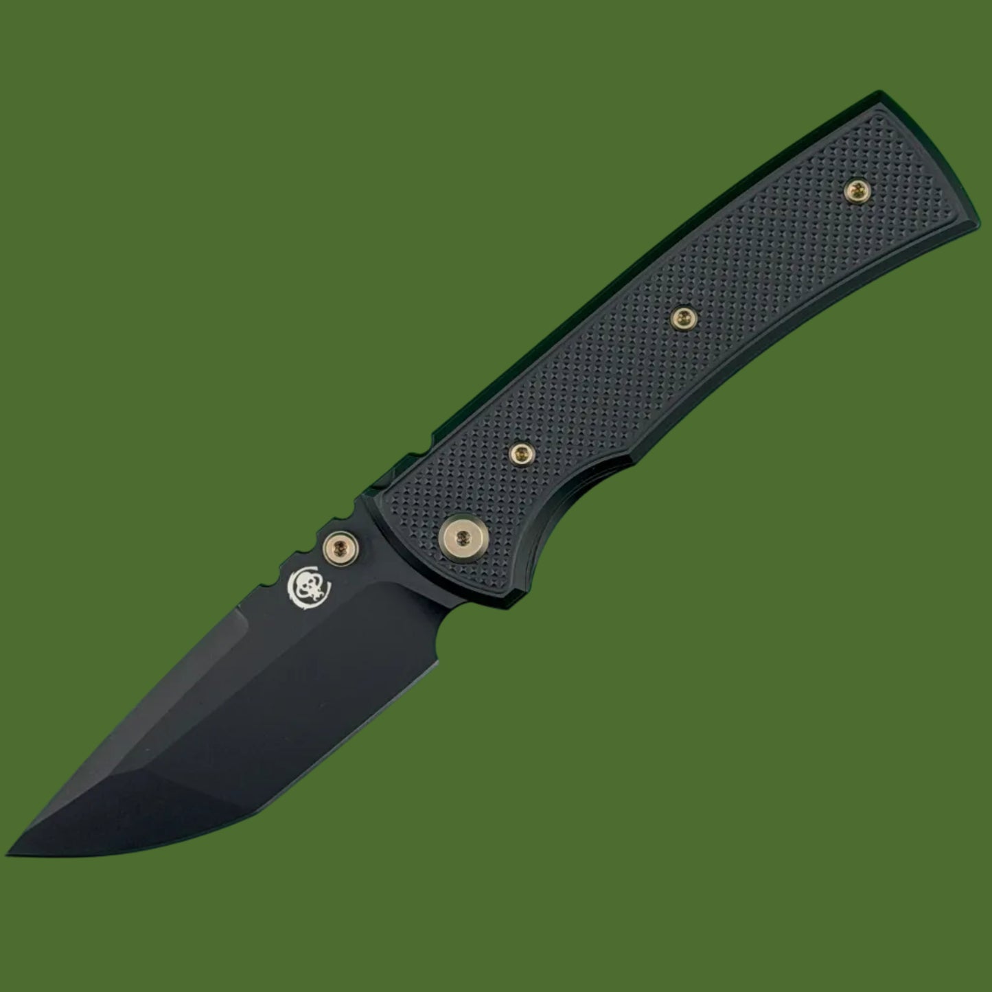 Chaves Blue Label Redencion 229 Liner Lock Black Knurled Aluminum Handles Bronze Hardware (Black Tanto)