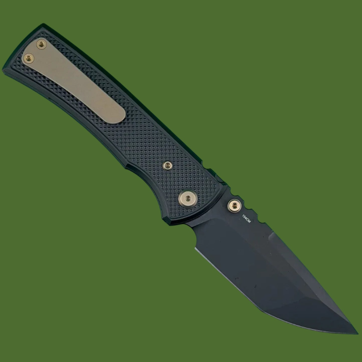 Chaves Blue Label Redencion 229 Liner Lock Black Knurled Aluminum Handles Bronze Hardware (Black Tanto)