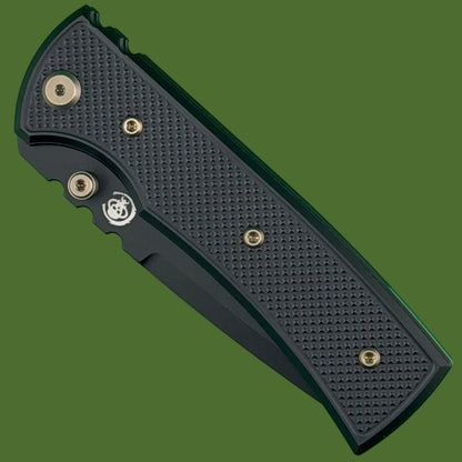 Chaves Blue Label Redencion 229 Liner Lock Black Knurled Aluminum Handles Bronze Hardware (Black Tanto)