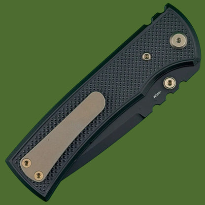 Chaves Blue Label Redencion 229 Liner Lock Black Knurled Aluminum Handles Bronze Hardware (Black Tanto)