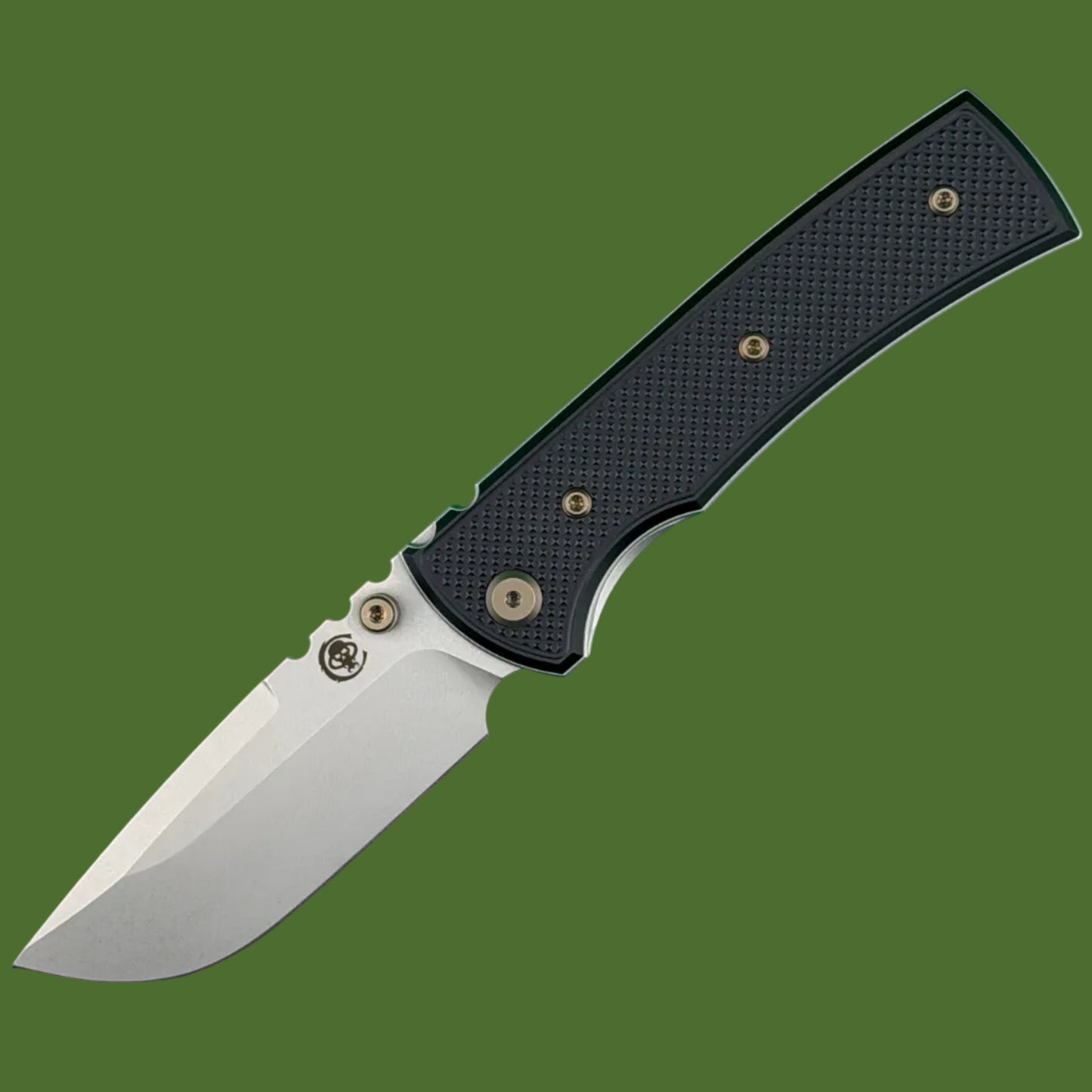 Chaves Blue Label Redencion 229 Liner Lock Black Knurled Aluminum Handles Bronze Hardware (Stonewash Drop Point)