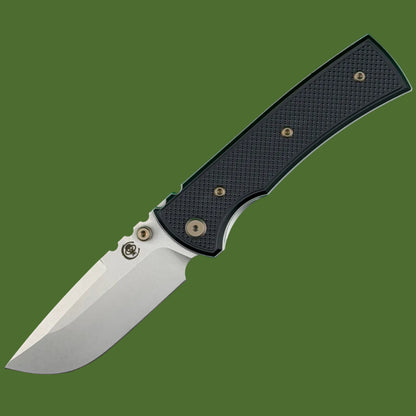 Chaves Blue Label Redencion 229 Liner Lock Black Knurled Aluminum Handles Bronze Hardware (Stonewash Drop Point)
