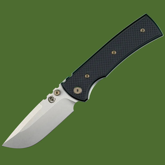 Chaves Blue Label Redencion 229 Liner Lock Black Knurled Aluminum Handles Bronze Hardware (Stonewash Drop Point)