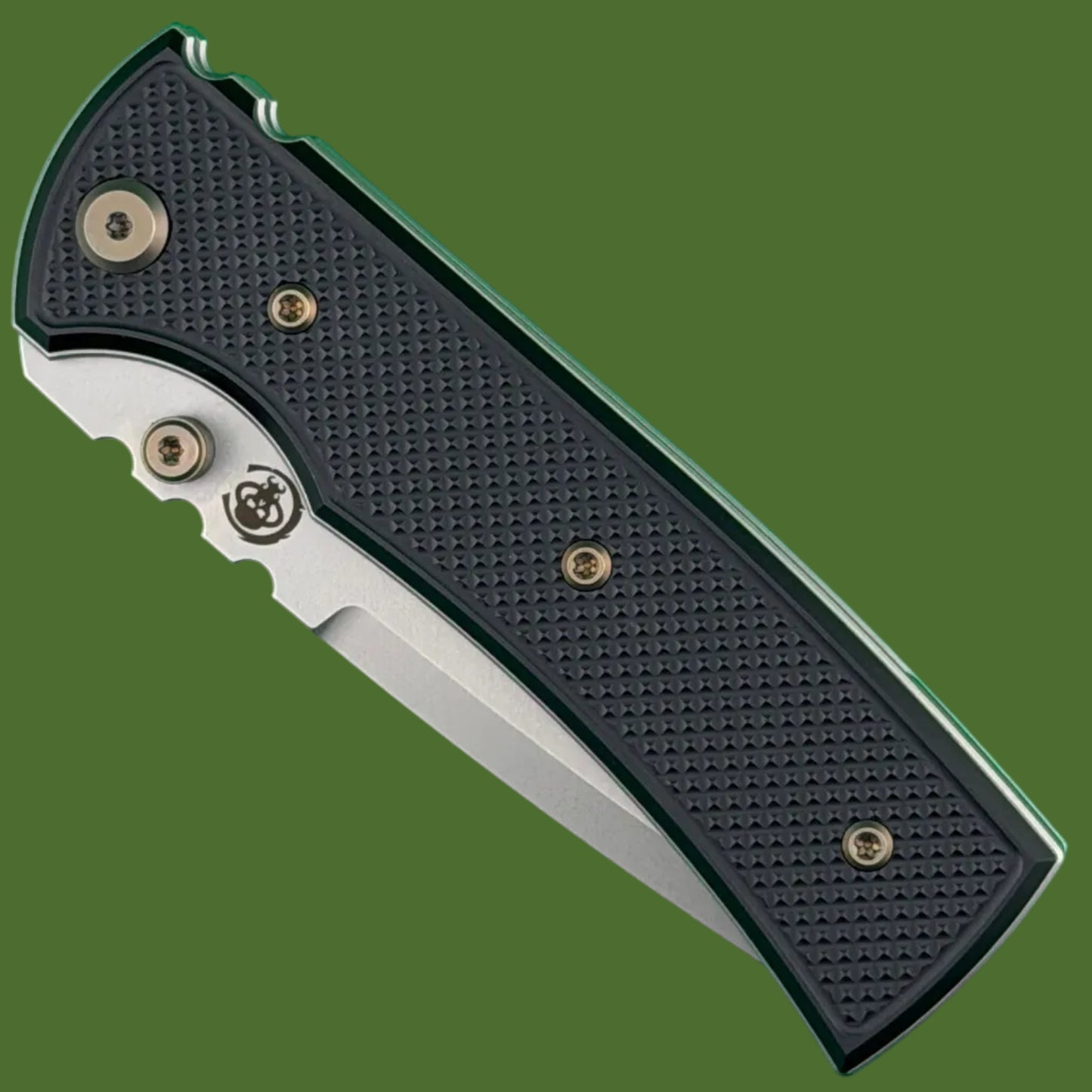Chaves Blue Label Redencion 229 Liner Lock Black Knurled Aluminum Handles Bronze Hardware (Stonewash Drop Point)