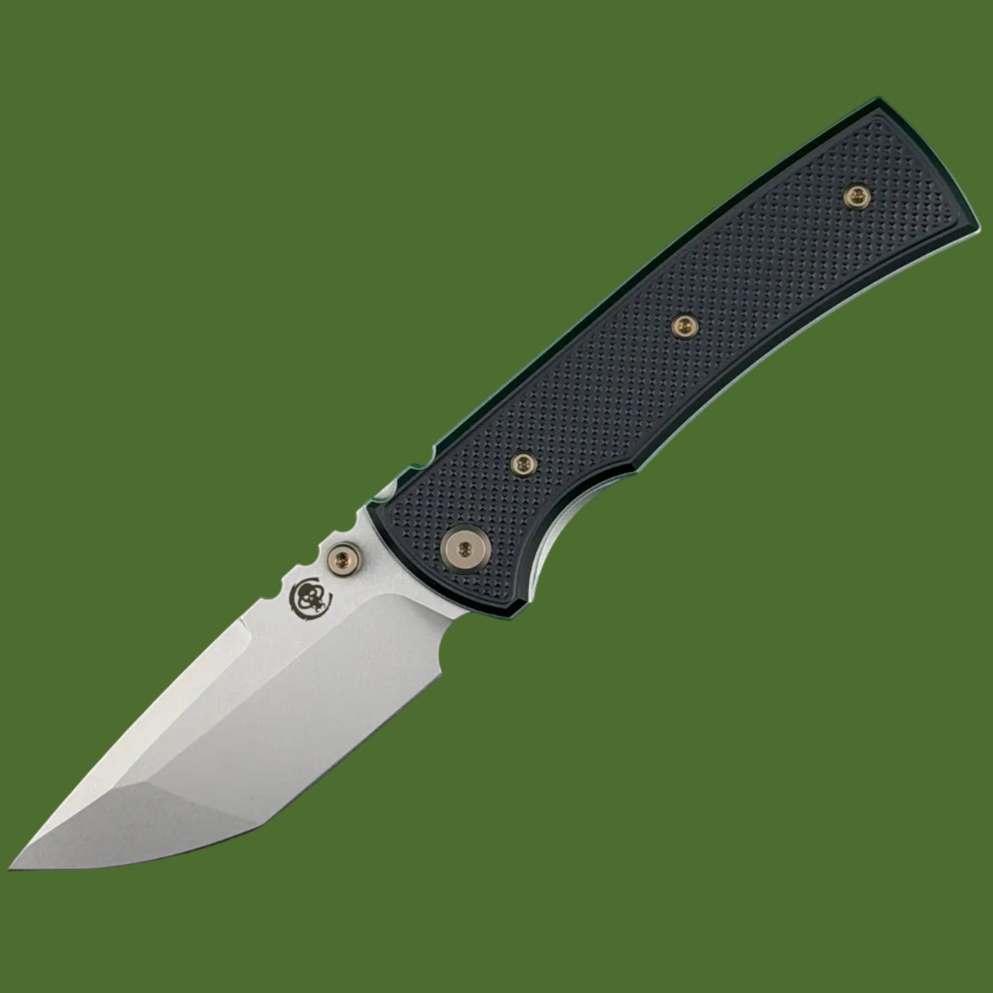 Chaves Blue Label Redencion 229 Liner Lock Black Knurled Aluminum Handles Bronze Hardware (Stonewash Tanto)