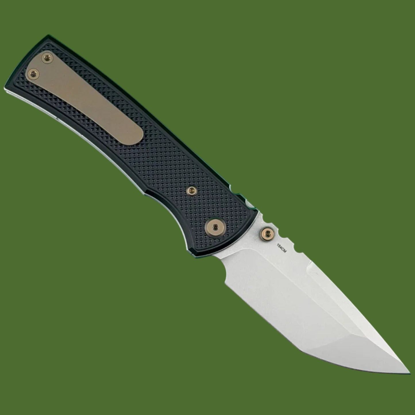 Chaves Blue Label Redencion 229 Liner Lock Black Knurled Aluminum Handles Bronze Hardware (Stonewash Tanto)