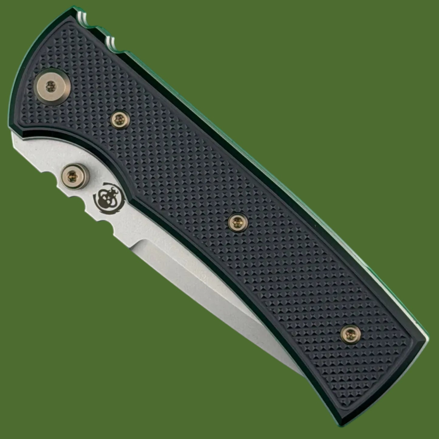 Chaves Blue Label Redencion 229 Liner Lock Black Knurled Aluminum Handles Bronze Hardware (Stonewash Tanto)