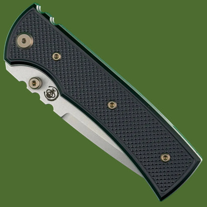Chaves Blue Label Redencion 229 Liner Lock Black Knurled Aluminum Handles Bronze Hardware (Stonewash Tanto)