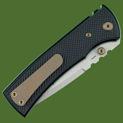 Chaves Blue Label Redencion 229 Liner Lock Black Knurled Aluminum Handles Bronze Hardware (Stonewash Tanto)