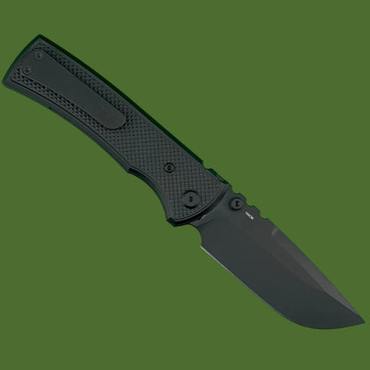 Chaves Blue Label Redencion 229 Liner Lock Black Knurled Aluminum Handles Black Hardware (Black Drop Point)