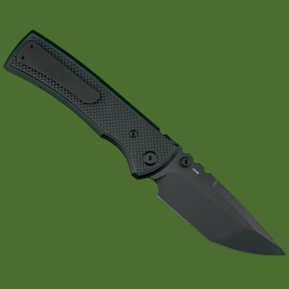 Chaves Blue Label Redencion 229 Liner Lock Black Knurled Aluminum Handles Black Hardware (Black Tanto)