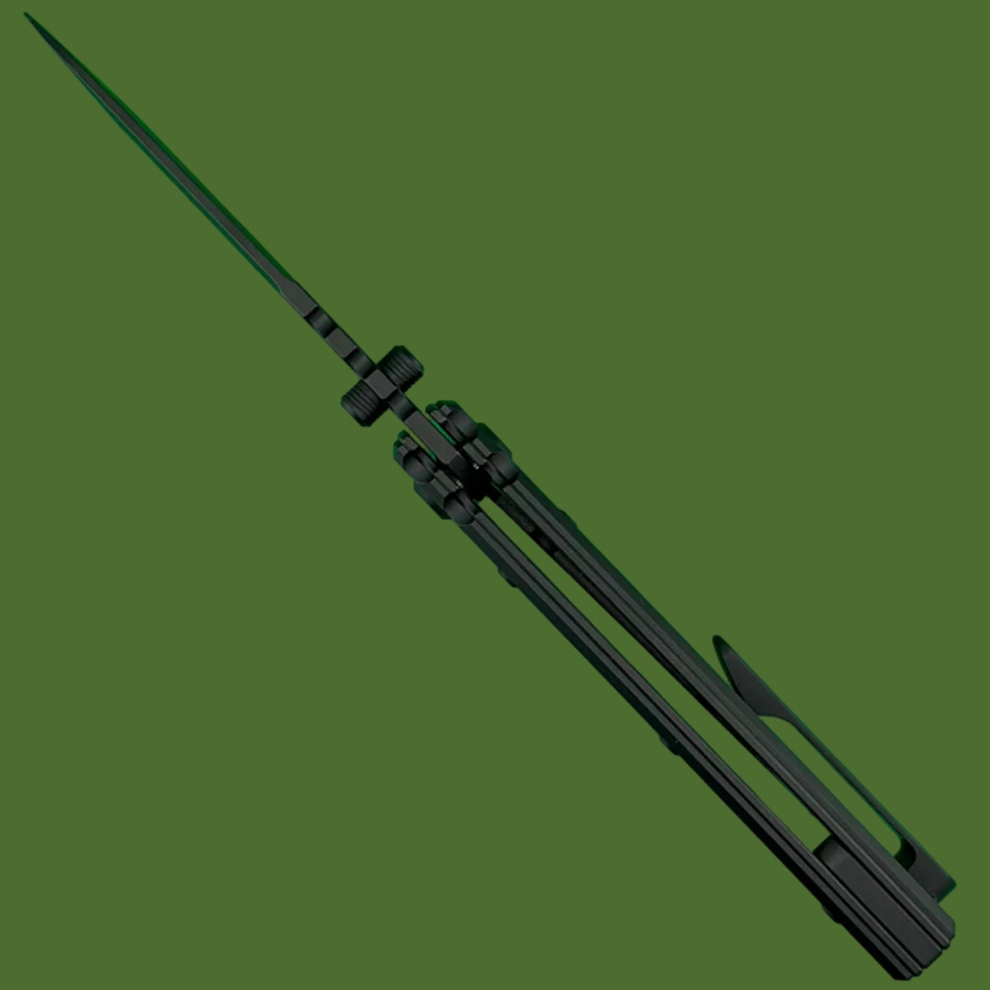 Chaves Blue Label Redencion 229 Liner Lock Black Knurled Aluminum Handles Black Hardware (Black Tanto)
