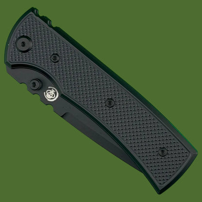 Chaves Blue Label Redencion 229 Liner Lock Black Knurled Aluminum Handles Black Hardware (Black Tanto)