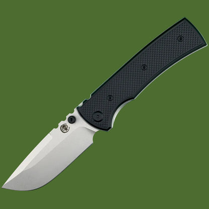 Chaves Blue Label Redencion 229 Liner Lock Black Knurled Aluminum Handles Black Hardware (Stonewash Drop Point)