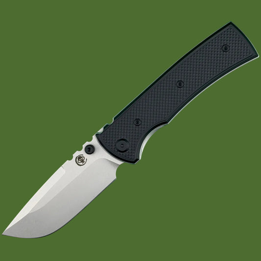 Chaves Blue Label Redencion 229 Liner Lock Black Knurled Aluminum Handles Black Hardware (Stonewash Drop Point)