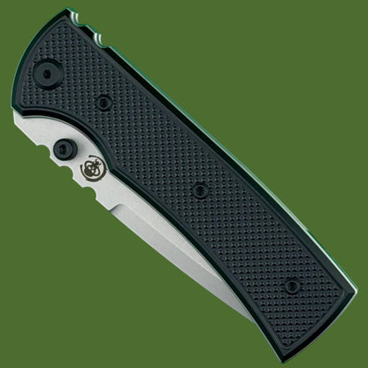 Chaves Blue Label Redencion 229 Liner Lock Black Knurled Aluminum Handles Black Hardware (Stonewash Tanto)