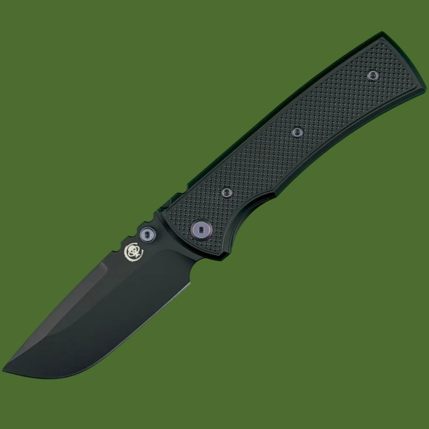 Chaves Blue Label Redencion 229 Liner Lock Black Knurled Aluminum Handles Purple Hardware (Black Drop Point)