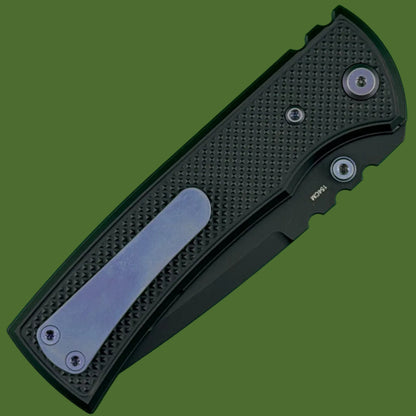 Chaves Blue Label Redencion 229 Liner Lock Black Knurled Aluminum Handles Purple Hardware (Black Drop Point)