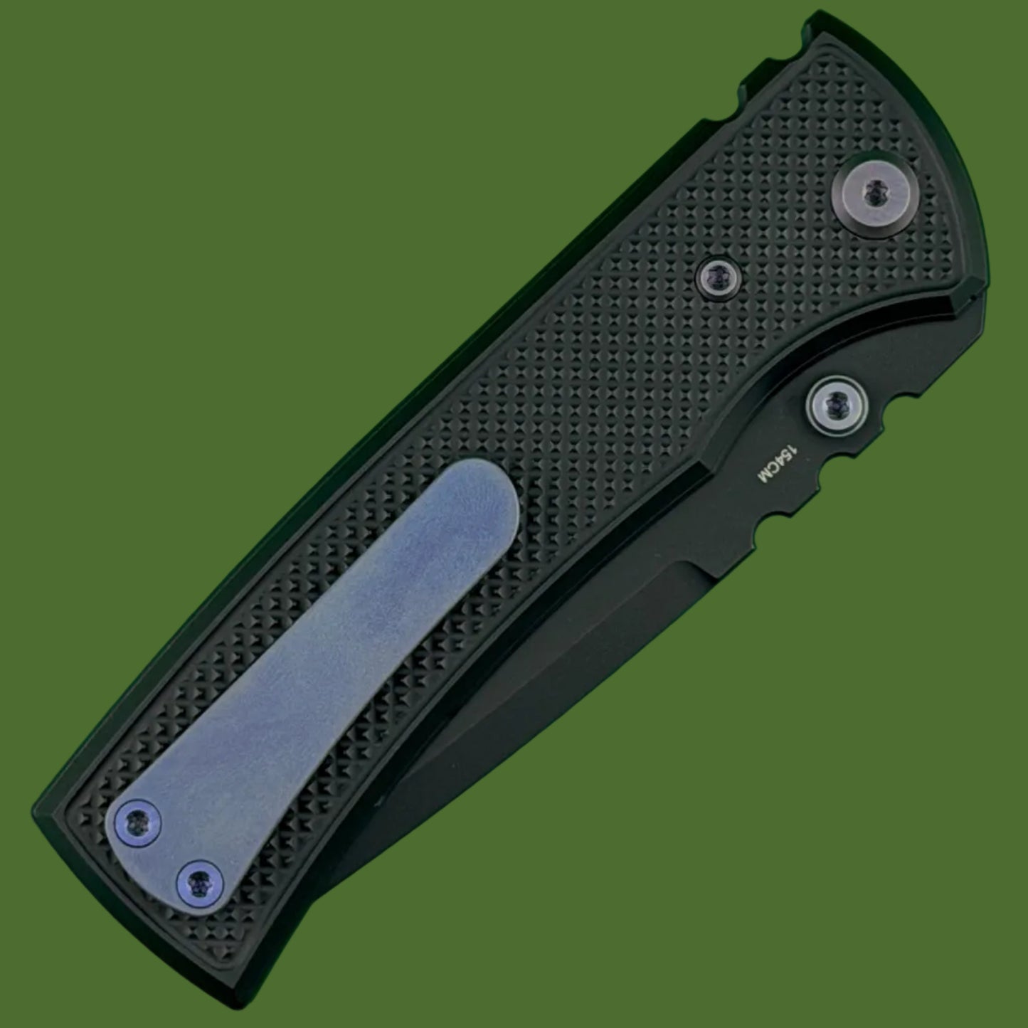 Chaves Blue Label Redencion 229 Liner Lock Black Knurled Aluminum Handles Purple Hardware (Black Tanto)
