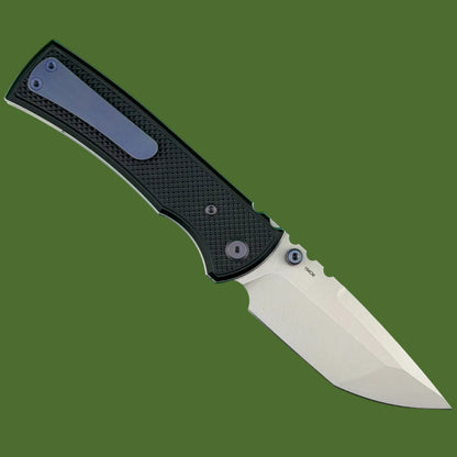 Chaves Blue Label Redencion 229 Liner Lock Black Knurled Aluminum Handles Purple Hardware (Stonewash Tanto)