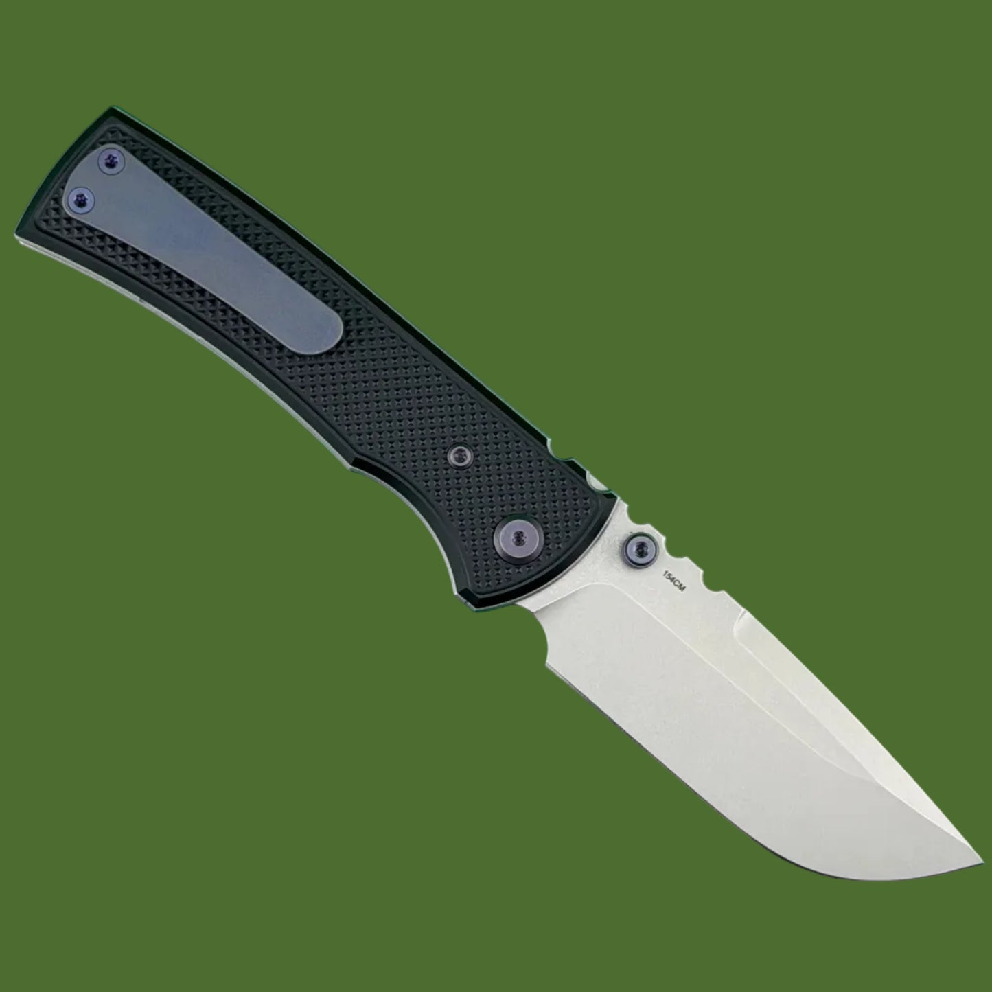 Chaves Blue Label Redencion 229 Liner Lock Black Knurled Aluminum Handles Purple Hardware (Stonewash Drop Point)