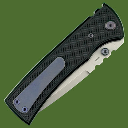 Chaves Blue Label Redencion 229 Liner Lock Black Knurled Aluminum Handles Purple Hardware (Stonewash Drop Point)