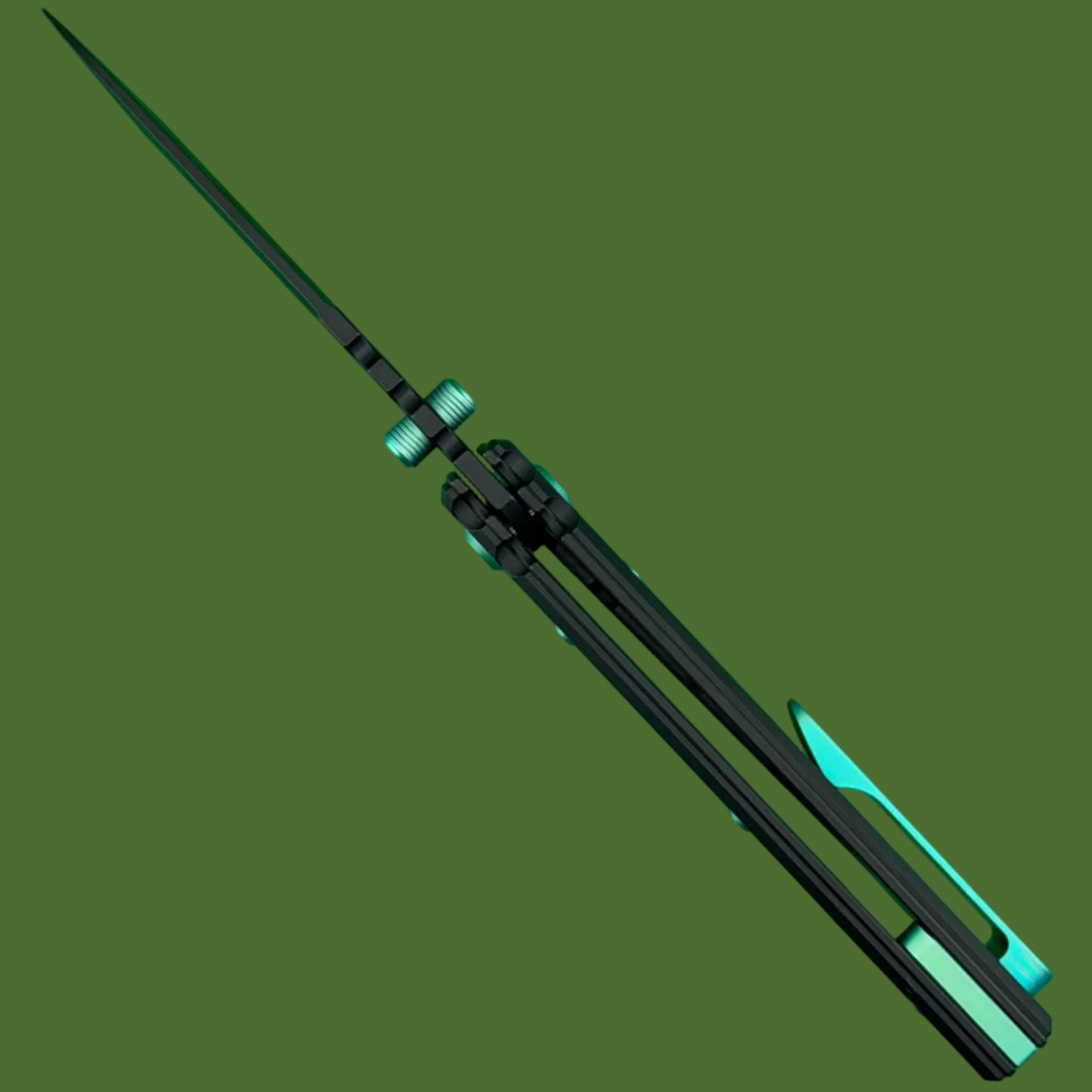 Chaves Blue Label Redencion 229 Liner Lock Black Knurled Aluminum Handles Green Hardware (Black Tanto)