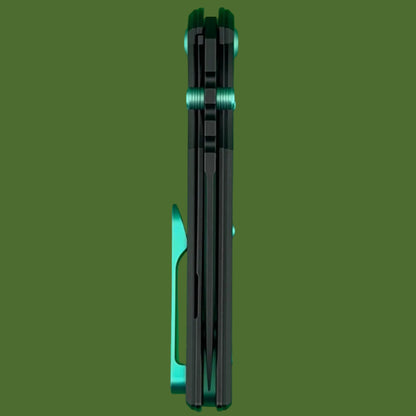 Chaves Blue Label Redencion 229 Liner Lock Black Knurled Aluminum Handles Green Hardware (Black Tanto)