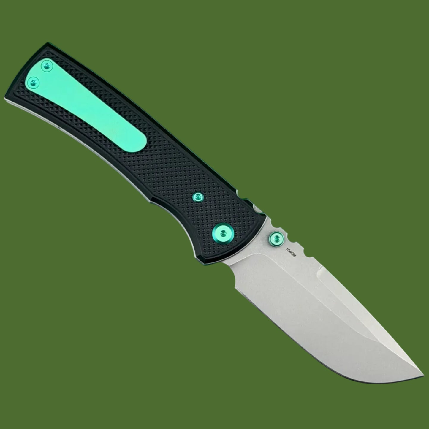 Chaves Blue Label Redencion 229 Liner Lock Black Knurled Aluminum Handles Green Hardware (Stonewash Drop Point)