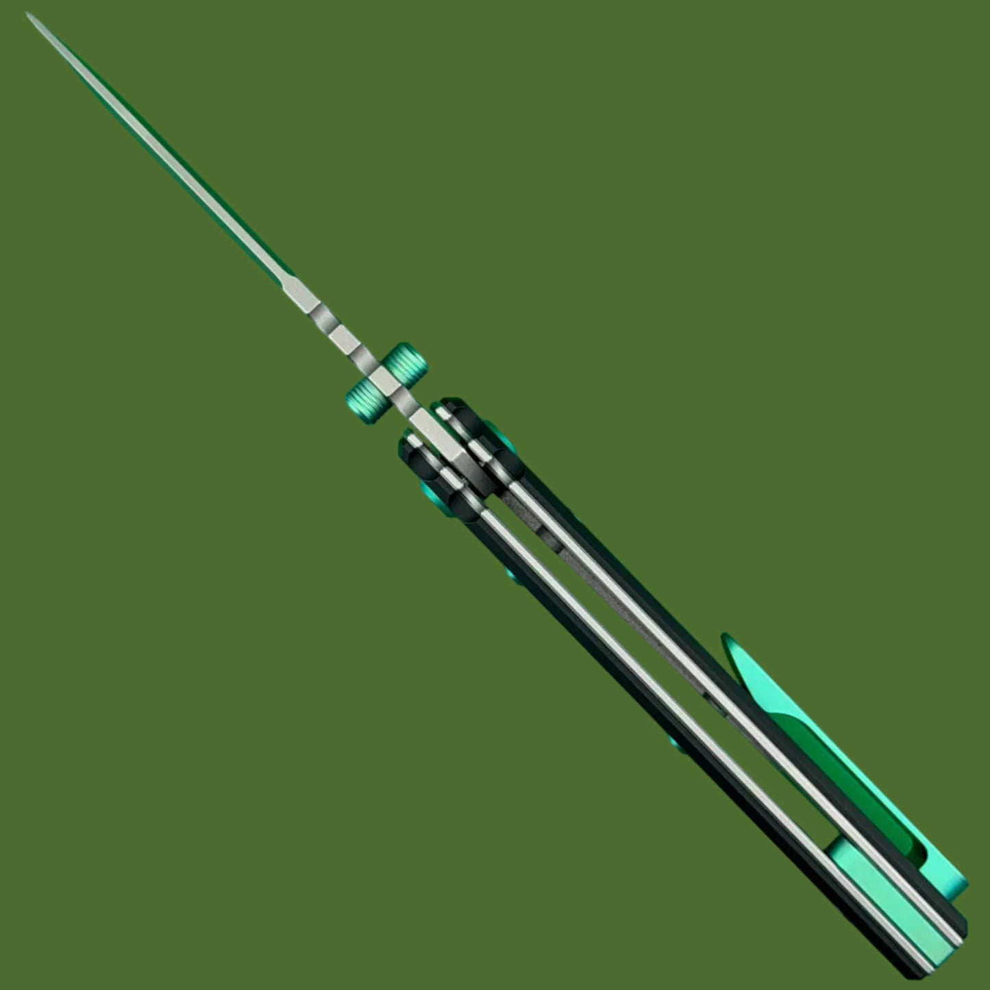 Chaves Blue Label Redencion 229 Liner Lock Black Knurled Aluminum Handles Green Hardware (Stonewash Drop Point)
