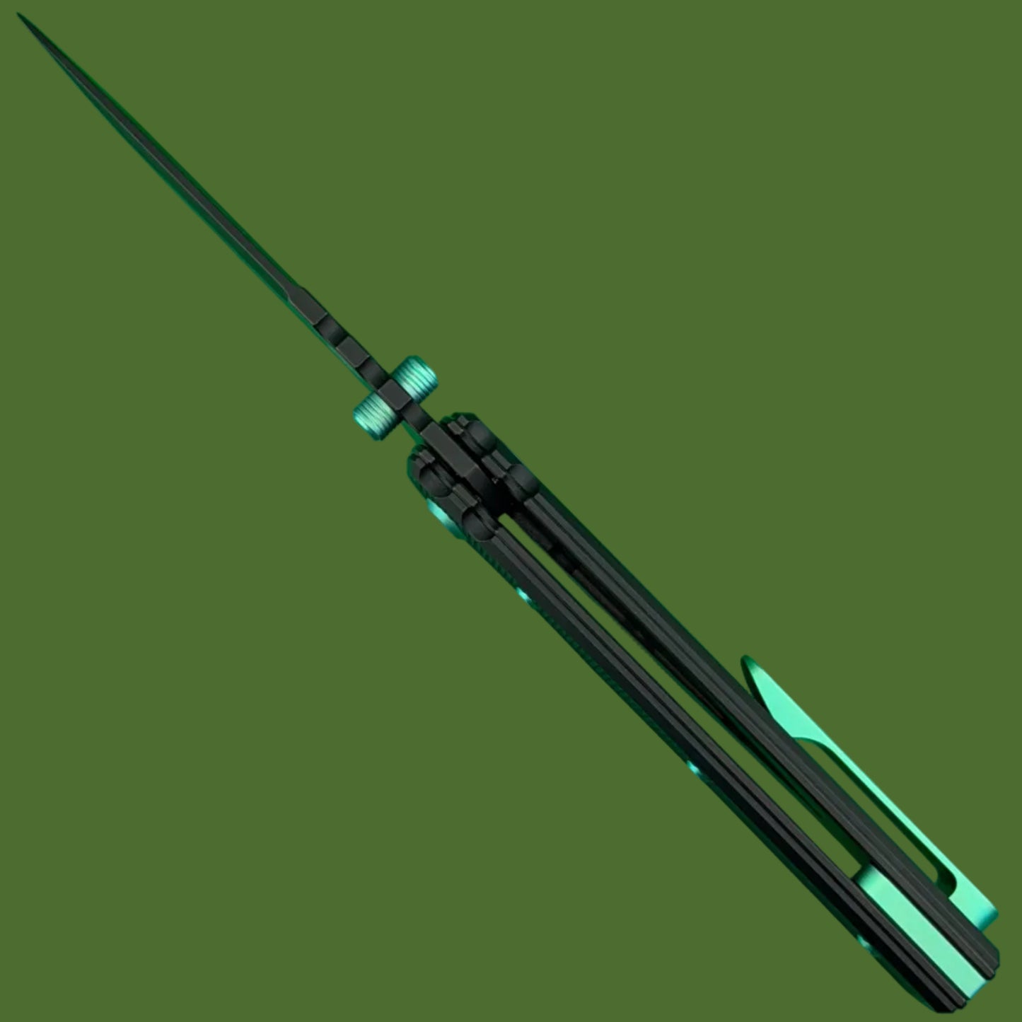 Chaves Blue Label Redencion 229 Liner Lock Black Knurled Aluminum Handles Green Hardware (Black Drop Point)