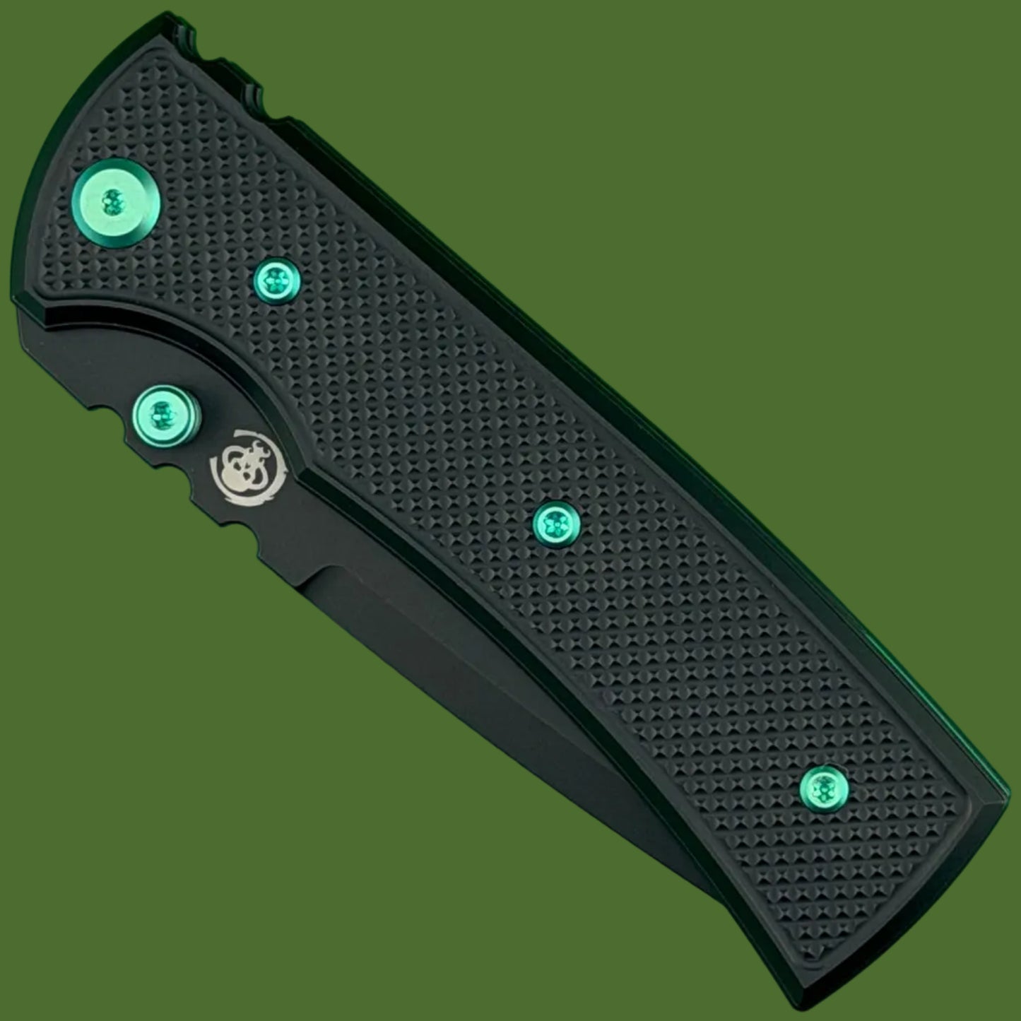 Chaves Blue Label Redencion 229 Liner Lock Black Knurled Aluminum Handles Green Hardware (Black Drop Point)