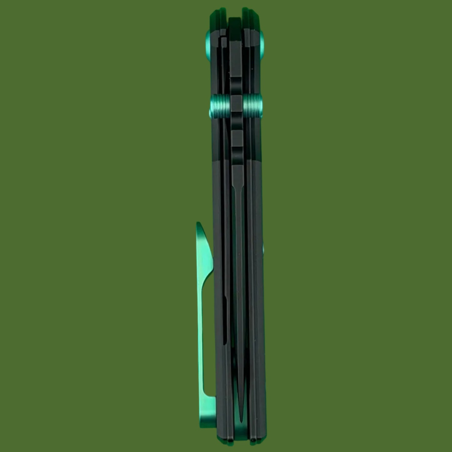 Chaves Blue Label Redencion 229 Liner Lock Black Knurled Aluminum Handles Green Hardware (Black Drop Point)
