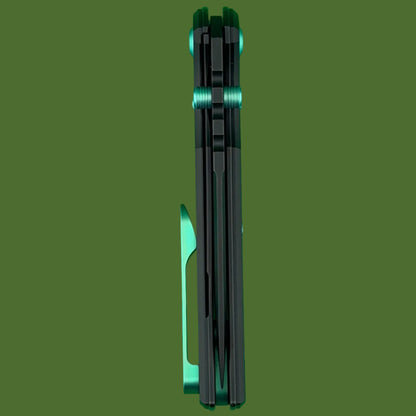 Chaves Blue Label Redencion 229 Liner Lock Black Knurled Aluminum Handles Green Hardware (Black Drop Point)