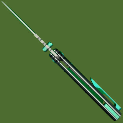 Chaves Blue Label Redencion 229 Liner Lock Black Knurled Aluminum Handles Green Hardware (Stonewash Tanto)