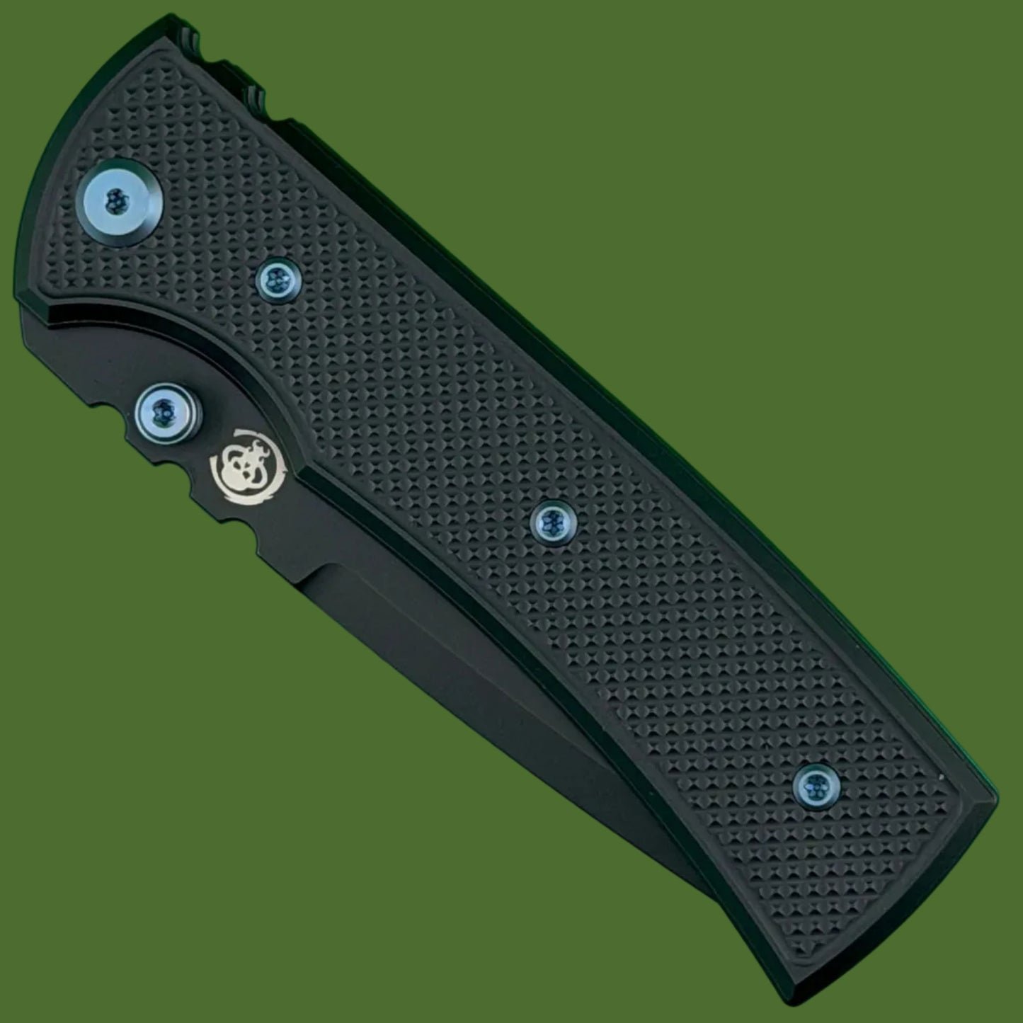 Chaves Blue Label Redencion 229 Liner Lock Black Knurled Aluminum Handles Blue Hardware (Black Drop Point)
