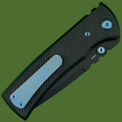 Chaves Blue Label Redencion 229 Liner Lock Black Knurled Aluminum Handles Blue Hardware (Black Drop Point)