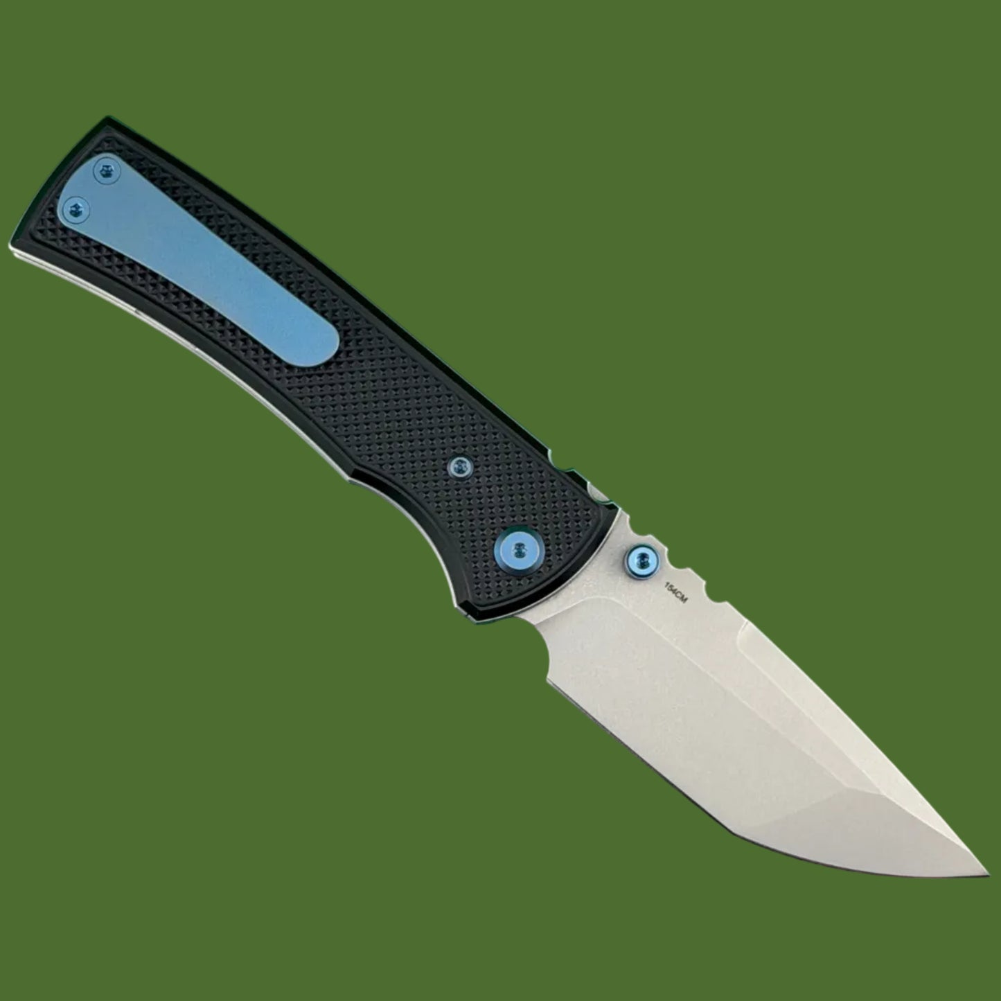 Chaves Blue Label Redencion 229 Liner Lock Black Knurled Aluminum Handles Blue Hardware (Stonewash Tanto)