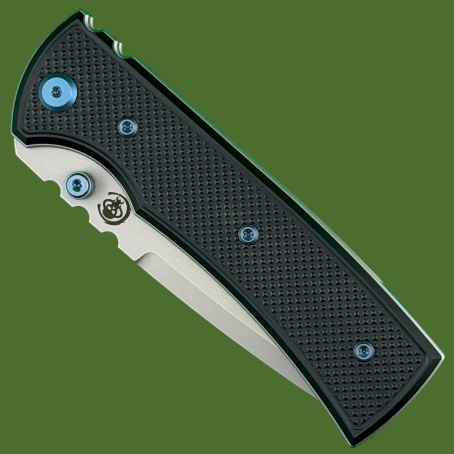 Chaves Blue Label Redencion 229 Liner Lock Black Knurled Aluminum Handles Blue Hardware (Stonewash Tanto)