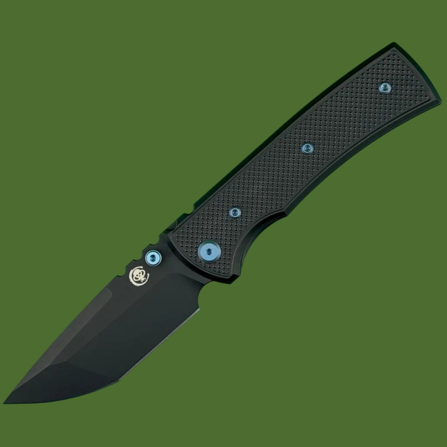 Chaves Blue Label Redencion 229 Liner Lock Black Knurled Aluminum Handles Blue Hardware (Black Tanto)