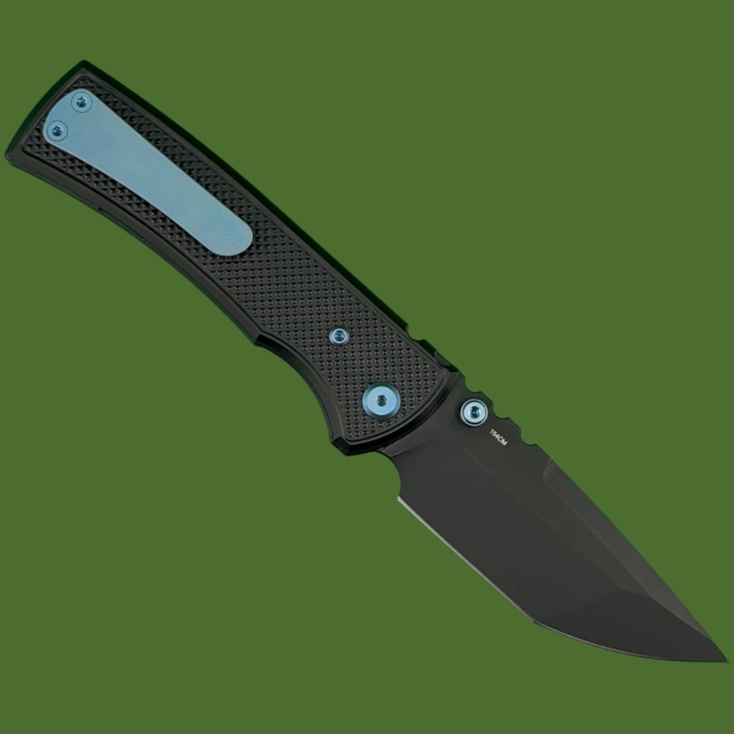 Chaves Blue Label Redencion 229 Liner Lock Black Knurled Aluminum Handles Blue Hardware (Black Tanto)