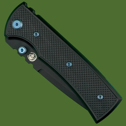 Chaves Blue Label Redencion 229 Liner Lock Black Knurled Aluminum Handles Blue Hardware (Black Tanto)