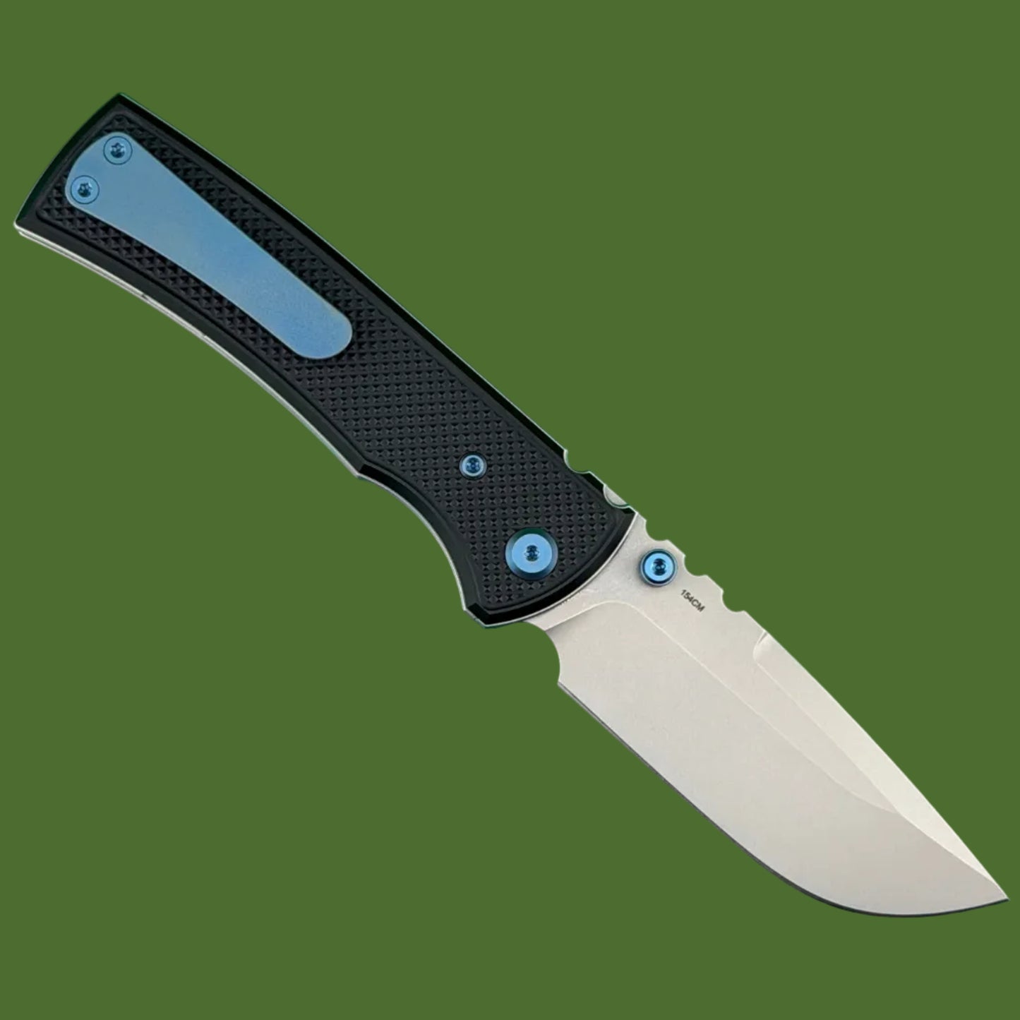 Chaves Blue Label Redencion 229 Liner Lock Black Knurled Aluminum Handles Blue Hardware (Stonewash Drop Point)