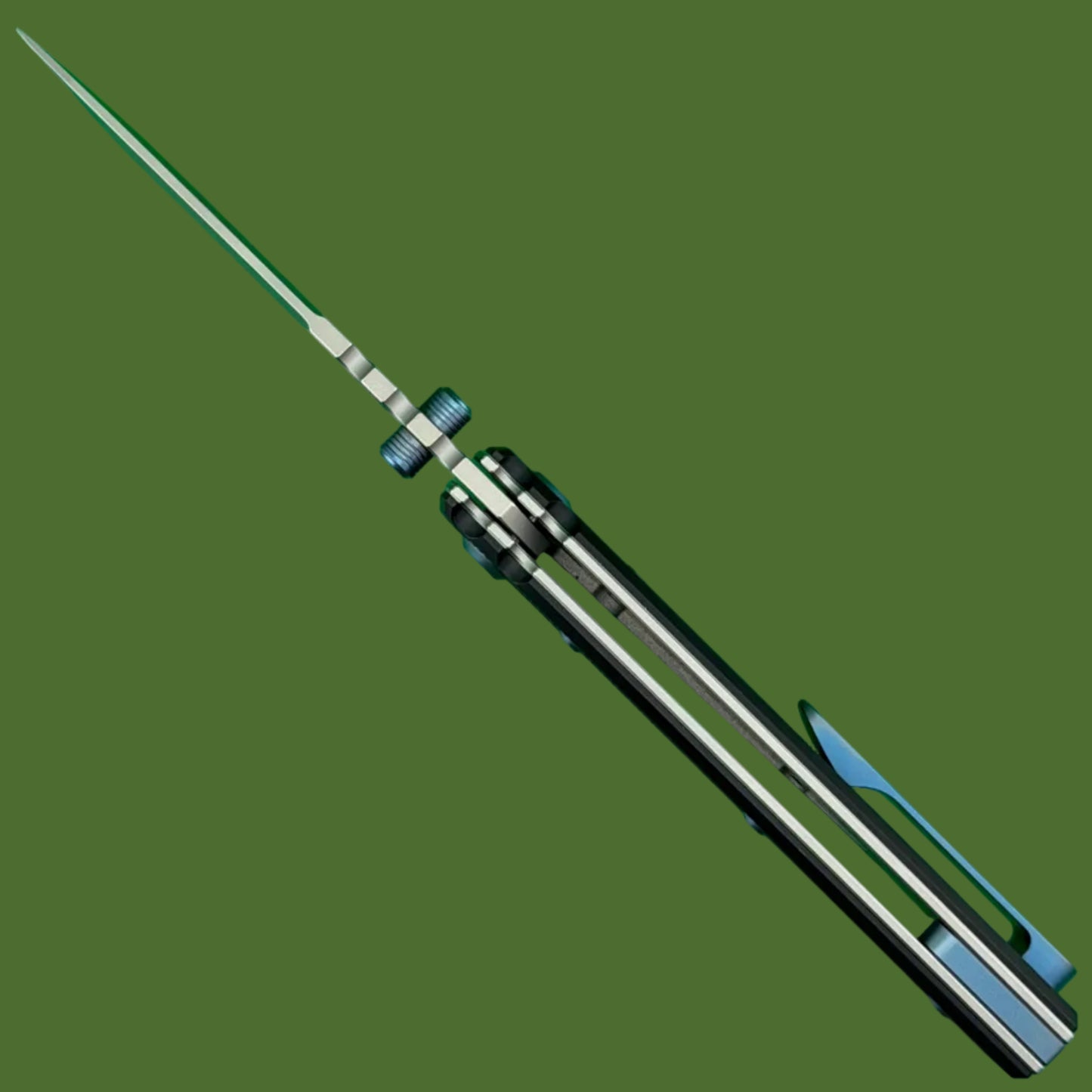 Chaves Blue Label Redencion 229 Liner Lock Black Knurled Aluminum Handles Blue Hardware (Stonewash Drop Point)