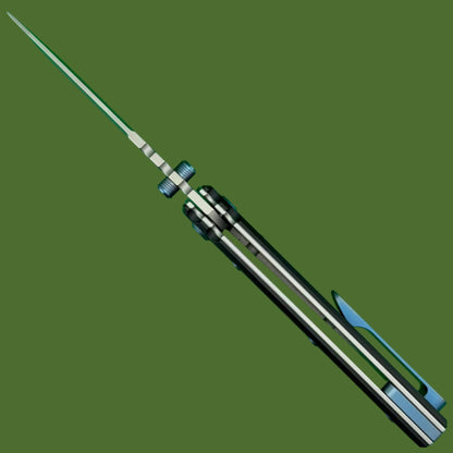 Chaves Blue Label Redencion 229 Liner Lock Black Knurled Aluminum Handles Blue Hardware (Stonewash Drop Point)