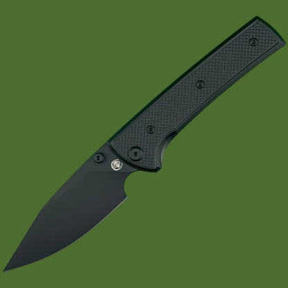Chaves Blue Label Scapegoat 229 Liner Lock Black Knurled Aluminum Handles Black Hardware (Black)
