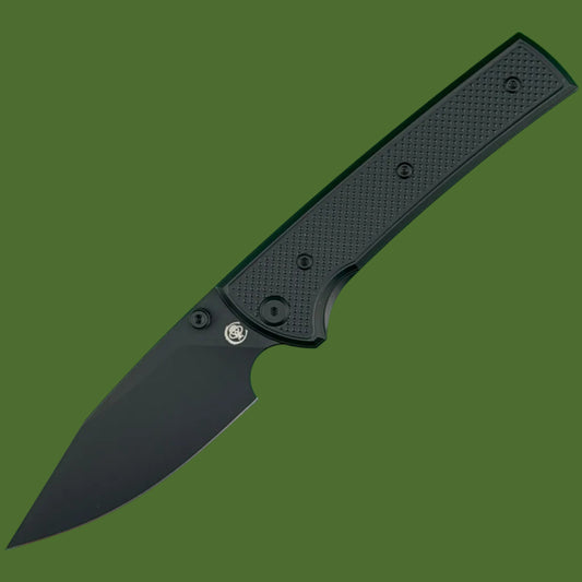 Chaves Blue Label Scapegoat 229 Liner Lock Black Knurled Aluminum Handles Black Hardware (Black)