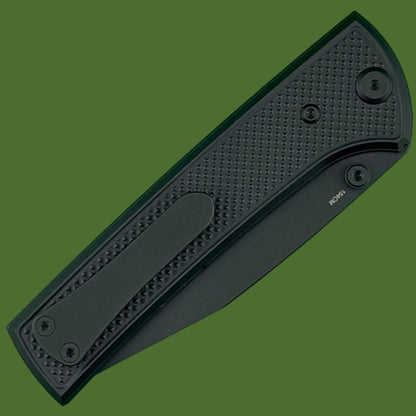 Chaves Blue Label Scapegoat 229 Liner Lock Black Knurled Aluminum Handles Black Hardware (Black)