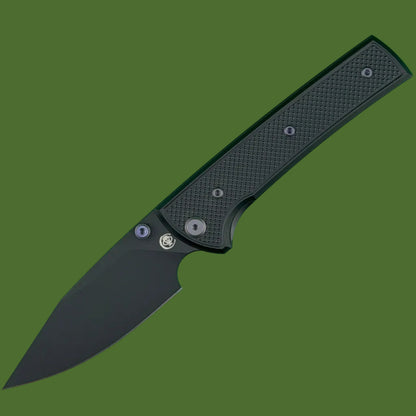 Chaves Blue Label Scapegoat 229 Liner Lock Black Knurled Aluminum Handles Purple Hardware (Black)