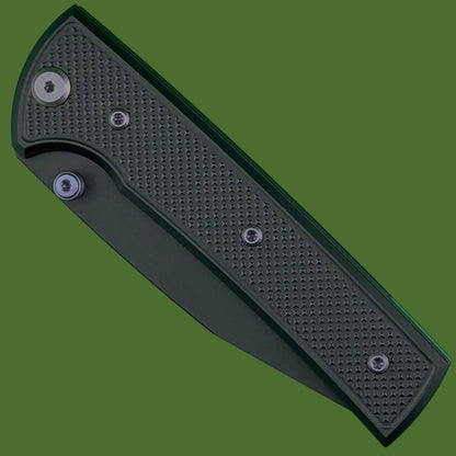 Chaves Blue Label Scapegoat 229 Liner Lock Black Knurled Aluminum Handles Purple Hardware (Black)